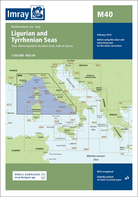 ICM40 Imray Charts M40 Ligurian and Tyrrhenian Seas - Image 1