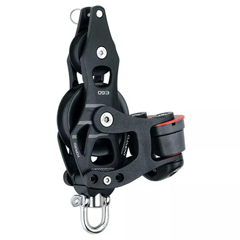 6264 Harken 60mm Aluminum Element Fiddle Block — Swivel, Cam Cleat & Becket - Image 1