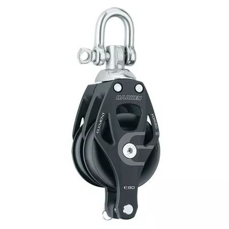 6297 Harken Αλουμινένιο Διπλό Ράουλο Element 80mm με Στριφτάρι & Becket - Image 1