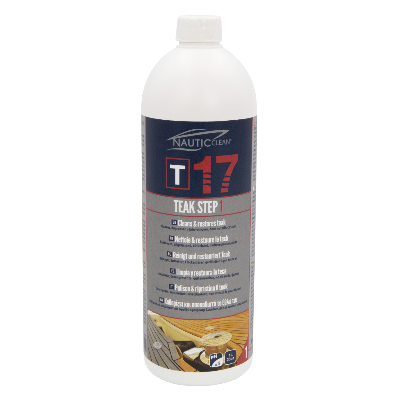 Nautic-Clean-17-Teak-Cleaner-Restorer-Step-1 Nautic Clean T17 Teak Cleaner & Restorer 1Lt - Image 1