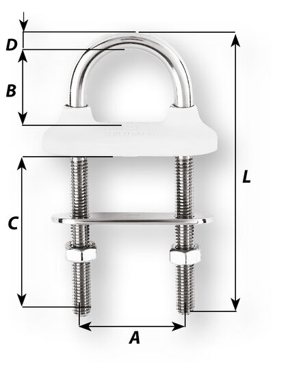 Wichard Watertight U-bolt 12mm x 130mm - Image 2